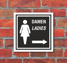 Schild WC Toilette Klo Damen mit Pfeil Türschild 200...