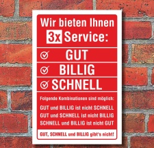 Schild Service GUT BILLIG SCHNELL Geburtstag Geschenk...