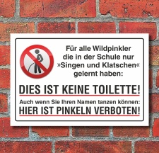 Schild Pinkeln Pissen Urinieren verboten Singen und...