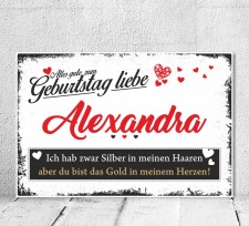 Vintage Shabby Holzschild Geburtstag Geschenk Wunschtext...