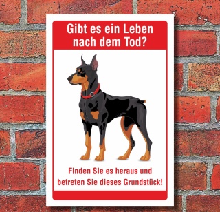 Schild Leben nach dem Tod Betreten verboten Freilaufender Hund 3 mm Alu-Verbund 300 x 200 mm