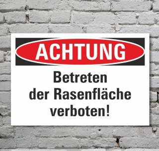 Schild Achtung Betreten der Rasenfläche verboten Hinweisschild 3 mm Alu-Verbund 600 x 400 mm