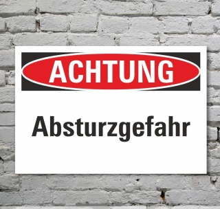 Schild Achtung Absturzgefahr Gefahrenschild Hinweisschild 3 mm Alu-Verbund 300 x 200 mm