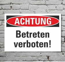 Schild Achtung Betreten verboten Verbotsschild...