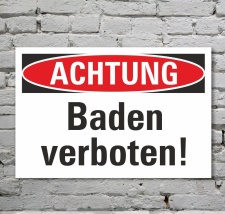 Schild Achtung Schwimmen Baden verboten Hinweisschild 3...