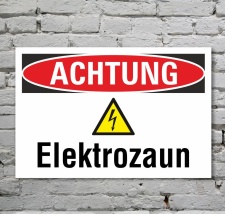 Schild Achtung Elektrozaun Strom Gefahrschild...
