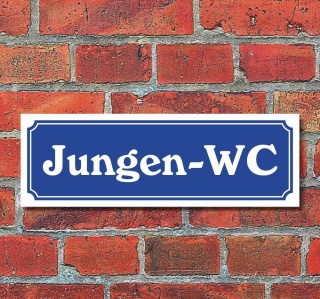 Schild im Straßenschild-Design "Jungen-WC" 30 x10 cm Alu-Verbund
