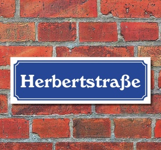 Schild im Straßenschild-Design "Herbertstraße" 30 x10 cm Alu-Verbund