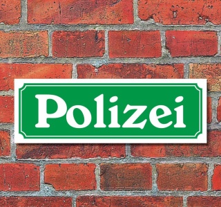 Schild im Stra&szlig;enschild-Design &quot;Polizei gr&uuml;n&quot; 30 x10 cm Alu-Verbund