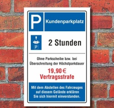 Schild Kundenparkplatz Privatparkplatz Strafe...