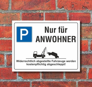 Schild Nur f&uuml;r Anwohner Parkverbot Halteverbot 200 x 150 mm 3 mm Alu-Verbund
