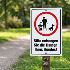 Das Bild zeigt ein Schild, das in einem Park aufgestellt...