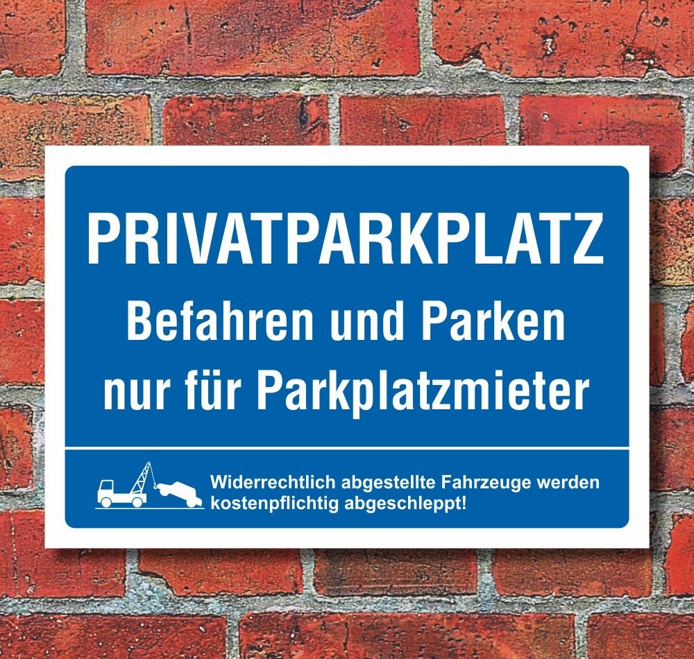 Großes Schild Privatparkplatz weißstabiles Alu-Schild mit UV-Schutz 42 x 30cm 