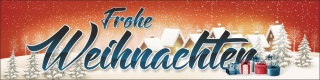 PVC Werbebanner Banner Plane Frohe Weihnachten Merry Christmas Fest mit Ösen, 2000 x 500 mm