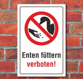 Schild Enten f&uuml;ttern verboten Verbotsschild Hinweisschild 3 mm Alu-Verbund