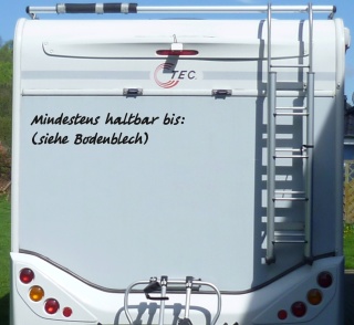 Aufkleber Mindestens Haltbar Bodenblech Wohnmobil Wohnwagen Camping Caravan Auto - 55 cm / Schwarz