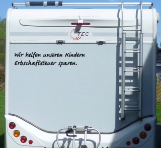 Aufkleber Wir helfen Kindern Erbschaft Wohnmobil Wohnwagen Camping Caravan Auto - 55 cm / Schwarz