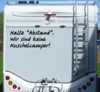 Aufkleber Halte Abstand Keine Kuschelcamper Wohnmobil Wohnwagen Camping Caravan - 55 cm / Schwarz