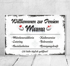 Vintage Shabby Holzschild Dekoschild Pension Mama Mutter...