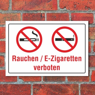 Schild Rauchen E-Zigaretten Vapen Vapes Dampfen verboten 3 mm Alu-Verbund