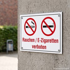 Das Bild zeigt ein Schild, das das Rauchen und die...