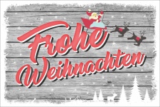 Vintage Shabby Holzschild Dekoschild Weihnachtsmann Frohe...