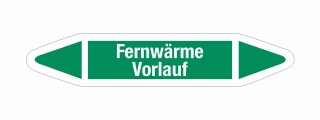 Rohrleitungskennzeichnung Aufkleber Etikett Fernwärme Vorlauf DIN 2403 Wasser - 180 x 36 mm / 250 Stück