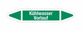 Rohrleitungskennzeichnung Aufkleber Etikett Kühlwasser Vorlauf DIN 2403 Wasser - 125 x 25 mm / 50 Stück