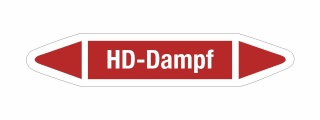 Rohrleitungskennzeichnung Aufkleber Etikett HD-Dampf DIN 2403 Dampf - 75 x 15 mm / 10 Stück