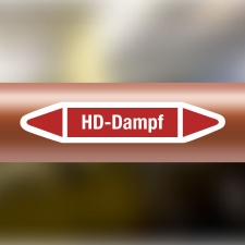 Rohrleitungskennzeichnung Aufkleber Etikett HD-Dampf DIN 2403 Dampf - 75 x 15 mm / 10 Stück