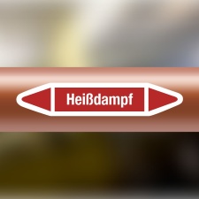 Rohrleitungskennzeichnung Aufkleber Etikett Hei&szlig;dampf DIN 2403 Dampf
