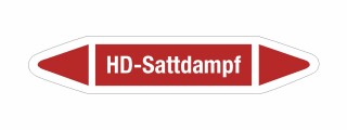 Rohrleitungskennzeichnung Aufkleber Etikett HD-Sattdampf DIN 2403 Dampf - 300 x 60 mm / 10 Stück