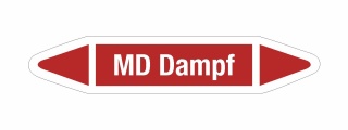Rohrleitungskennzeichnung Aufkleber Etikett MD Dampf DIN 2403 Dampf
