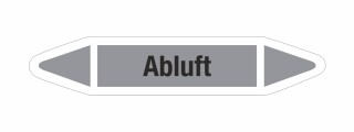 Rohrleitungskennzeichnung Aufkleber Etikett Abluft DIN 2403 Luft - 180 x 36 mm / 10 Stück