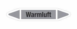 Rohrleitungskennzeichnung Aufkleber Etikett Warmluft DIN 2403 Luft - 75 x 15 mm / 10 Stück