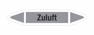 Rohrleitungskennzeichnung Aufkleber Etikett Zuluft DIN 2403 Luft - 125 x 25 mm / 20 Stück