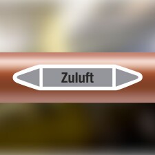Rohrleitungskennzeichnung Aufkleber Etikett Zuluft DIN 2403 Luft - 180 x 36 mm / 10 Stück