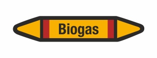 Rohrleitungskennzeichnung Aufkleber Etikett Biogas DIN 2403 Brennbare Gase - 75 x 15 mm / 10 Stück