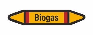Rohrleitungskennzeichnung Aufkleber Etikett Biogas DIN 2403 Brennbare Gase - 125 x 25 mm / 50 Stück