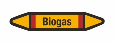 Rohrleitungskennzeichnung Aufkleber Etikett Biogas DIN 2403 Brennbare Gase - 250 x 50 mm / 10 Stück