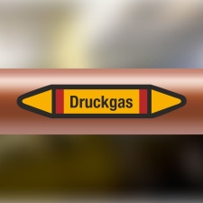 Rohrleitungskennzeichnung Aufkleber Etikett Druckgas DIN 2403 Brennbare Gase - 75 x 15 mm / 10 Stück
