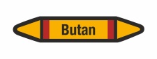 Rohrleitungskennzeichnung Aufkleber Etikett Butan DIN 2403 Brennbare Gase - 75 x 15 mm / 10 Stück