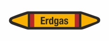 Rohrleitungskennzeichnung Aufkleber Etikett Erdgas DIN 2403 Brennbare Gase - 125 x 25 mm / 500 Stück