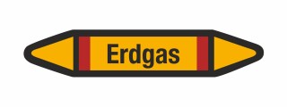 Rohrleitungskennzeichnung Aufkleber Etikett Erdgas DIN 2403 Brennbare Gase - 250 x 50 mm / 20 Stück