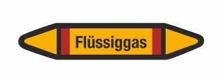 Rohrleitungskennzeichnung Aufkleber Etikett Flüssiggas DIN 2403 Brennbare Gase - 125 x 25 mm / 250 Stück