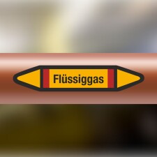 Rohrleitungskennzeichnung Aufkleber Etikett Flüssiggas DIN 2403 Brennbare Gase - 125 x 25 mm / 250 Stück