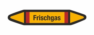 Rohrleitungskennzeichnung Aufkleber Etikett Frischgas DIN 2403 Brennbare Gase - 300 x 60 mm / 1000 Stück