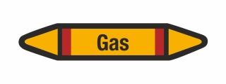 Rohrleitungskennzeichnung Aufkleber Etikett Gas DIN 2403 Brennbare Gase - 125 x 25 mm / 10 Stück