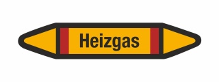 Rohrleitungskennzeichnung Aufkleber Etikett Heizgas DIN 2403 Brennbare Gase