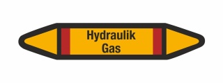 Rohrleitungskennzeichnung Aufkleber Hydraulik Gas DIN 2403 Brennbare Gase - 75 x 15 mm / 10 Stück